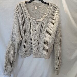 DECREE Cable Knit Pullover Sweater Marbled Cropped Boho Cottagecore Peasant Sz L